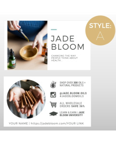 Custom Jade Bloom Affiliate Business Cards - 250 (Choose your style!)