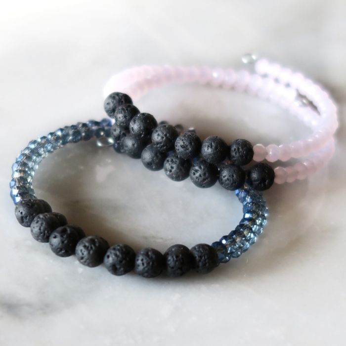 Black Lava Beads Bracelet With White Quartz Beads – The Fineworld